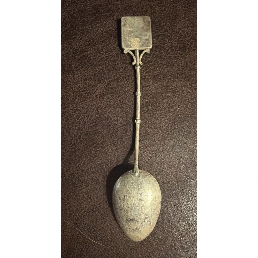 TOSHIKANE Japanese Okame Sterling Silver & Hand Painted Porcelain Souvenir Spoon